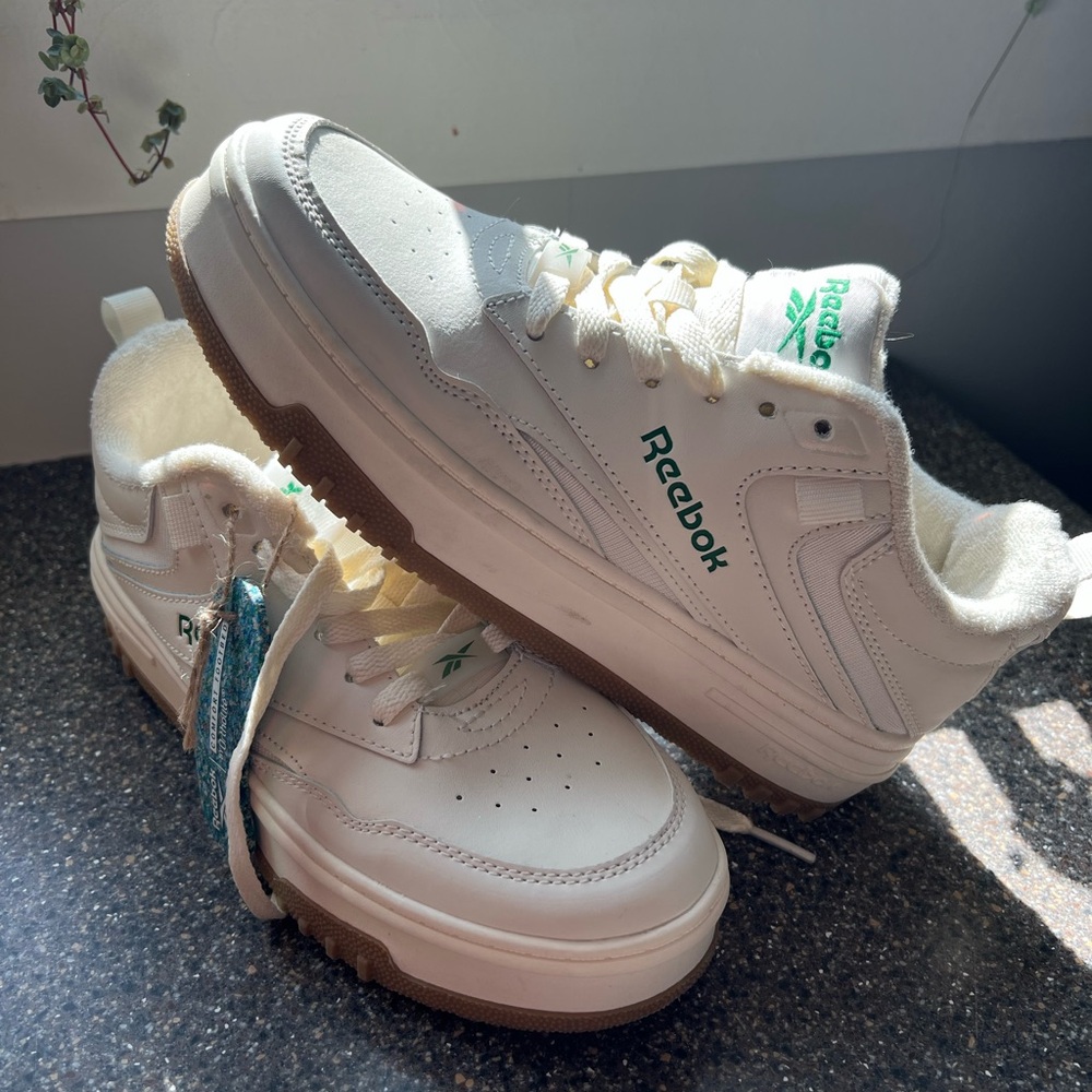 Reebok White and Green Sneakers